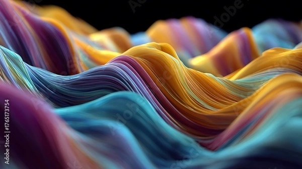 Obraz Abstract Swirling Textured Landscape Multi Colored Wavy Terrains Artful Background