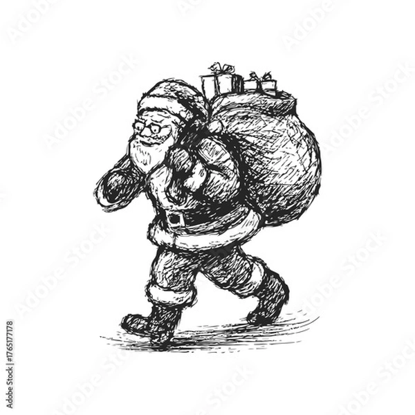 Obraz Santa Claus with Gifts Sketch
