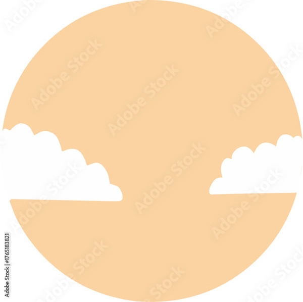 Fototapeta Minimal Circle Sky Illustration with Clouds