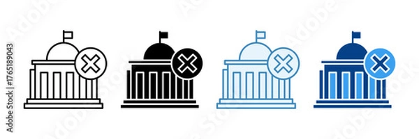 Obraz Closed Government Building  Icon Set Multiple Style Collection