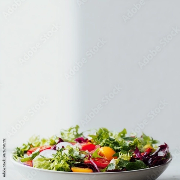 Obraz 신선한 채소와 토마토로 구성된 건강한 비건 샐러드 음식 사진