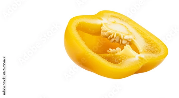 Obraz Yellow Bell Pepper Half Isolated Vibrant Yellow Background Studio Lighting