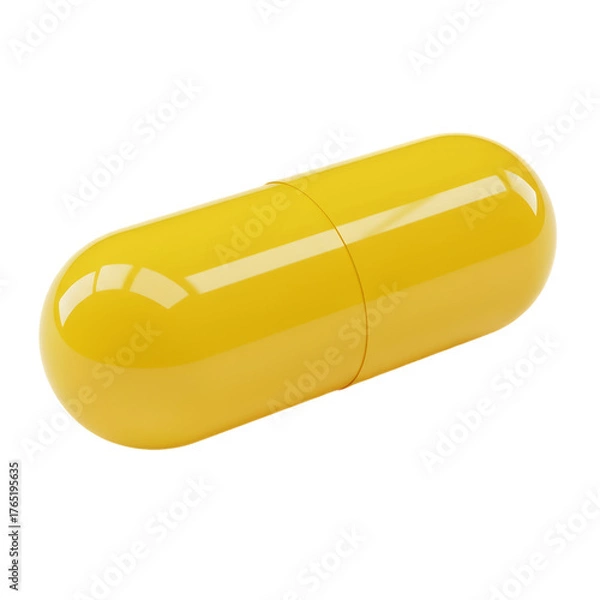 Obraz Yellow Capsule Isolated on Yellow Background 3D Render