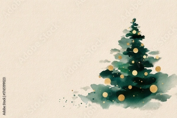 Obraz Illustration of a Christmas tree formed from soft green abstract shapes on isolated background