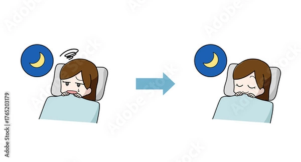 Obraz 睡眠の改善のイラストセット・女性