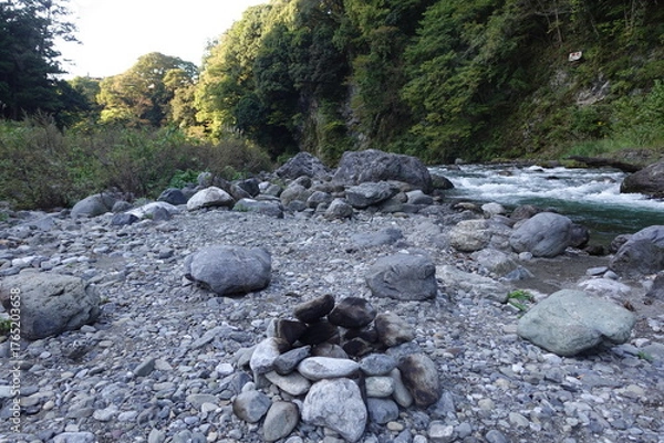 Fototapeta 奥多摩の川の流れ