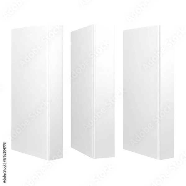 Fototapeta Three white blank boxes stand upright