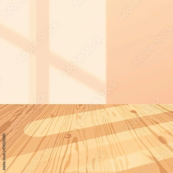Obraz 실내배경_햇살이 비치는 따뜻한 우드 테이블 배경