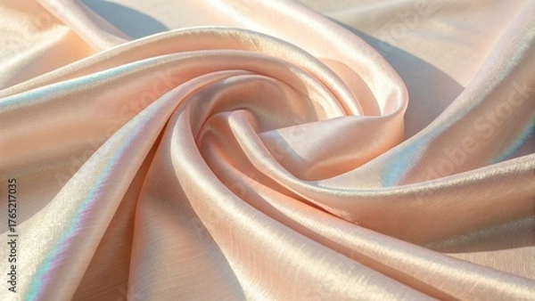 Fototapeta Elegant swirling silk fabric with subtle pattern and pearlescent sheen