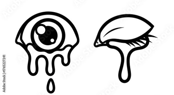 Obraz Abstract illustration of a dripping eye and eyelid, showcasing emotion and surrealism, suitable for artistic projects