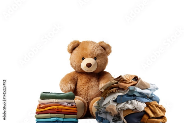 Fototapeta 服の断捨離をするテディベア