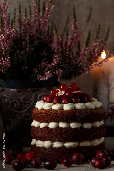 Obraz Red velvet cake on dark background