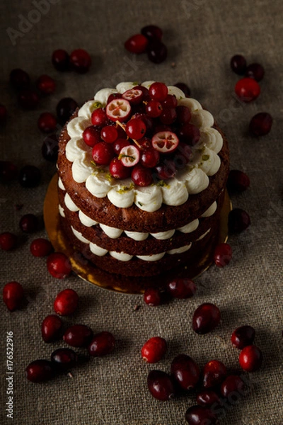 Obraz Red velvet cake on dark background