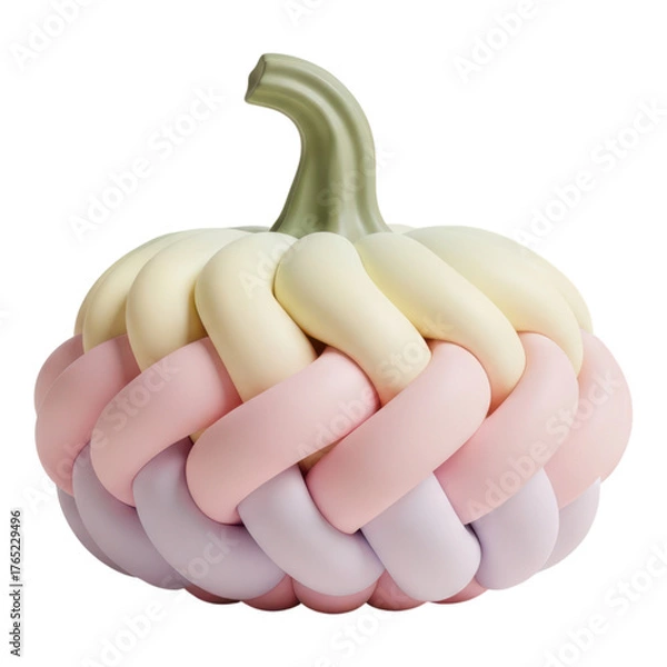 Obraz Braided pastel pumpkin isolated on transparent background for autumn decoration