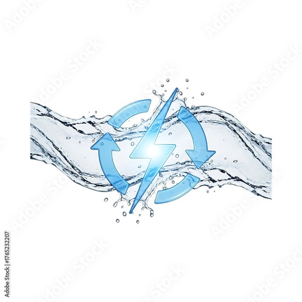 Obraz Renewable hydroelectric energy concept isolated on transparent background