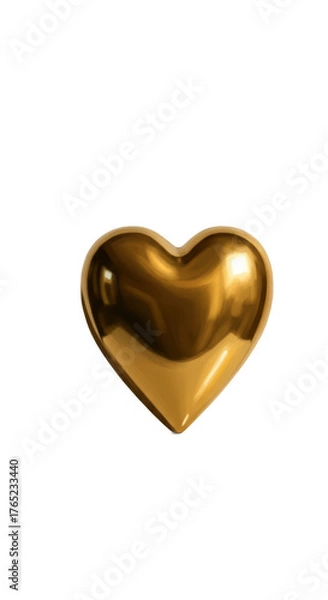 Fototapeta Golden Heart Shiny Realistic 3D Element Isolated On Gradient Background