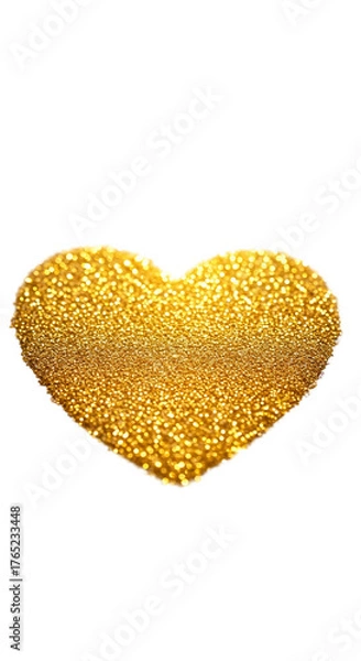 Fototapeta Golden Heart Sparkle Isolated 3D Rendering Valentine's Day Love