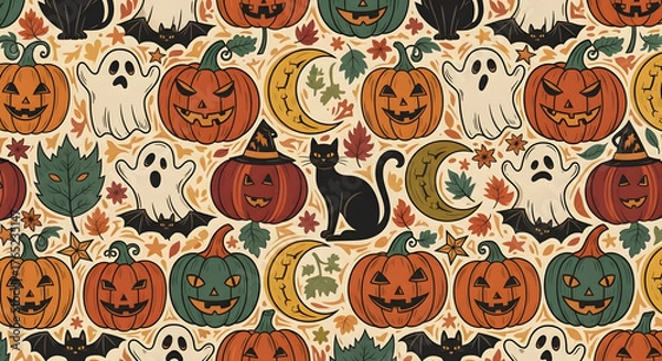 Obraz seamless pattern with funny cartoon birds