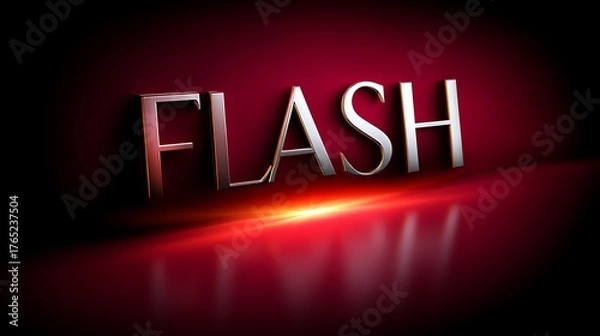 Obraz Bright Flash Text on Dark Background with Reflections and Light Effects