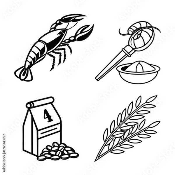 Obraz Minimal black vector icon set clean line design isolated on white background