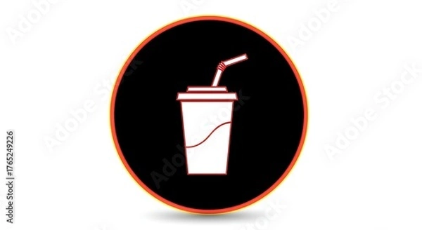 Obraz Illustration of soda drink cup with straw design for beverage and takeaway icon concept