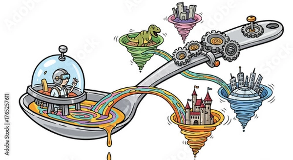 Fototapeta Digital Chef Mixing Fantasy And Future Worlds