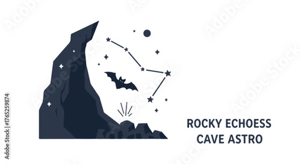 Fototapeta Cosmic Bat Cave Exploration Under the Constellation Night Sky