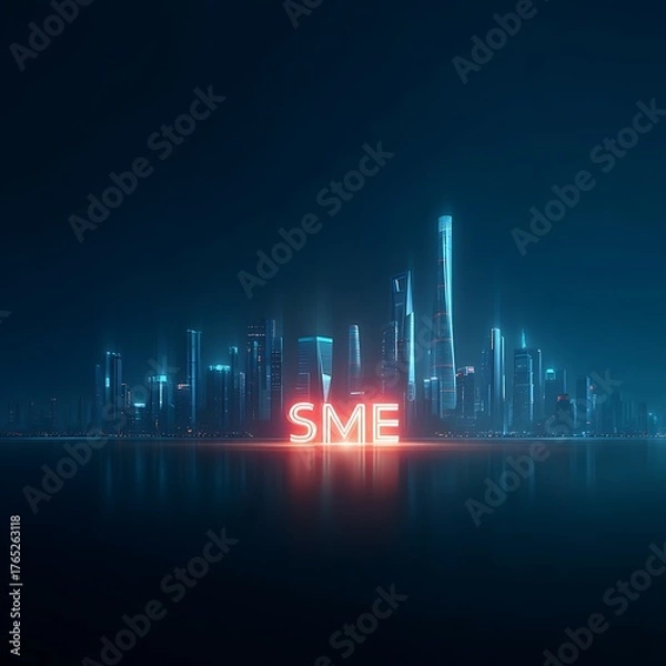 Fototapeta Sme growth vision urban skyline innovation digital landscape futuristic perspective