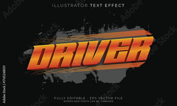 Obraz Editable text effect driver style illustration