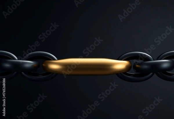 Fototapeta Shiny metal chain on black background symbolizing strength and connection