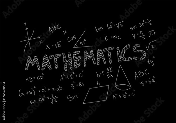 Obraz Realistic math chalkboard background illustration