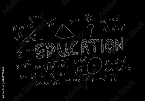 Obraz Realistic math chalkboard background illustration	