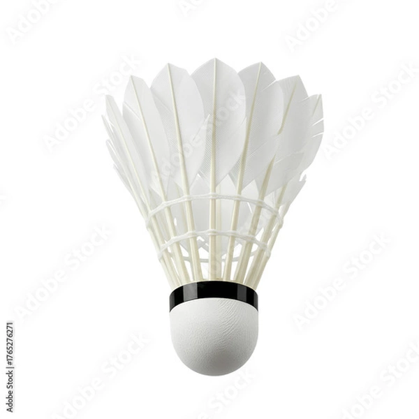 Fototapeta White Feather Badminton Shuttlecock Isolated on Transparent Background – Sports Equipment Concept