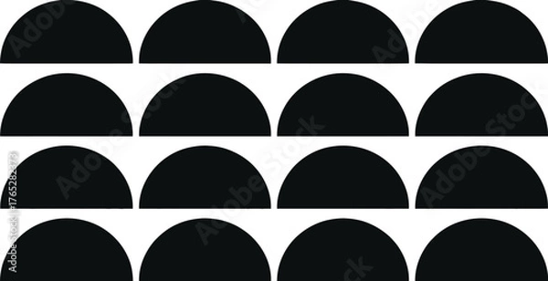 Fototapeta Pattern of black semicircles on white background creates a visually interesting design isolated on white background