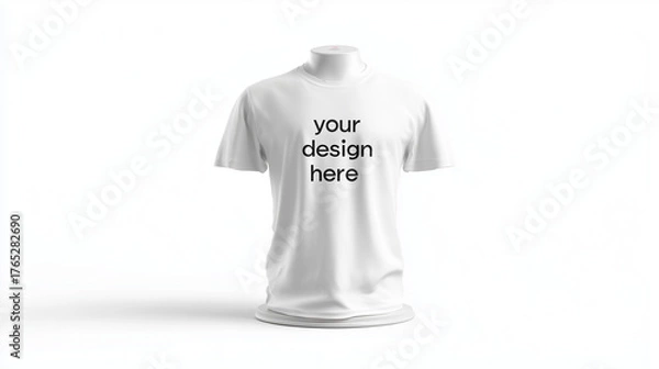 Fototapeta Elegant T-shirt Design on Display: A minimalist and clean aesthetic featuring a crisp white t-shirt artfully displayed on a mannequin.