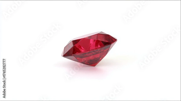 Fototapeta Ruby Radiance: A single, radiant ruby gemstone sparkles with a deep, vibrant red hue, showcasing its flawless cut and captivating brilliance.