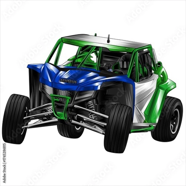Fototapeta Green truck isolated on a white background for t-shirt design, print, and business purposes.