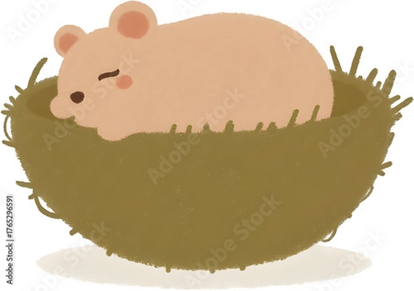 Obraz 겨울잠자는작은다람쥐와포근한이끼둥지