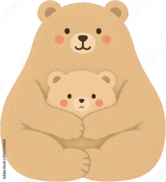 Obraz 엄마곰이안아주는아기곰일러스트