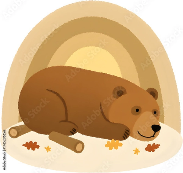 Obraz 동굴에서_겨울잠자는_아늑한_곰_일러스트