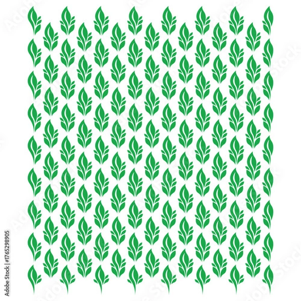 Fototapeta Elegant Green Leaf Pattern Vector. Nature Inspired Seamless Design.