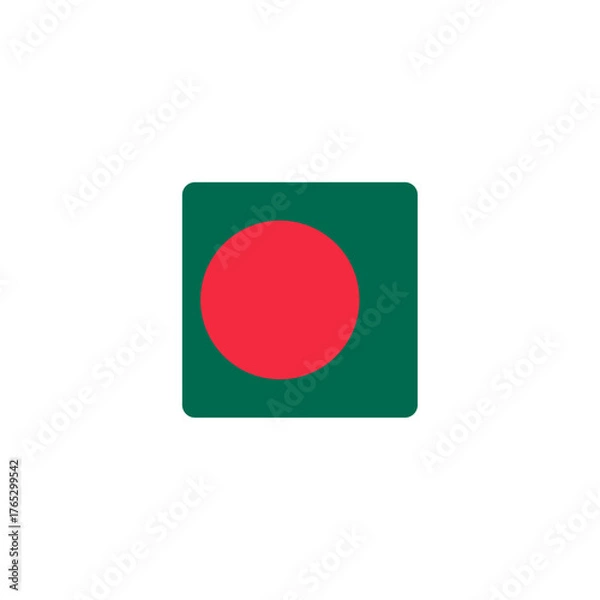 Fototapeta Square flag of Bangladesh with rounded corners vector illustration. Perfect for educational materials, travel content, and national representation design projects