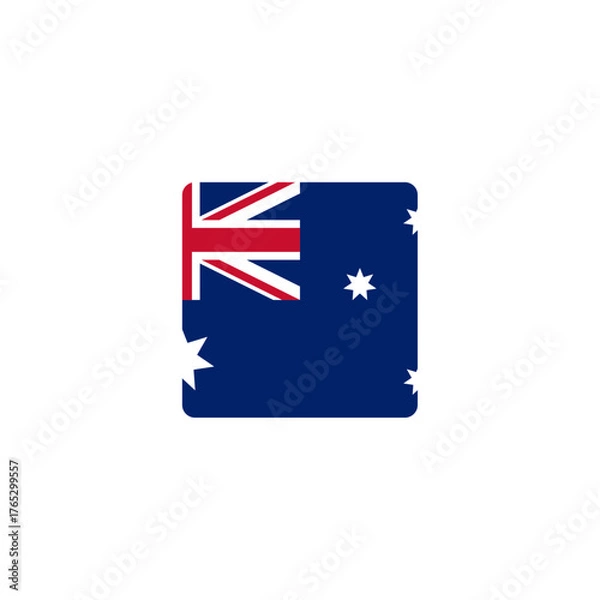 Fototapeta Square flag of Australia with rounded corners vector illustration. Perfect for educational materials, travel content, and national representation design projects