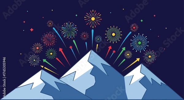 Obraz winter landscape with stars and snow