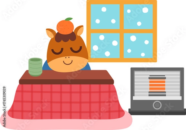 Obraz こたつに入った馬のキャラクター