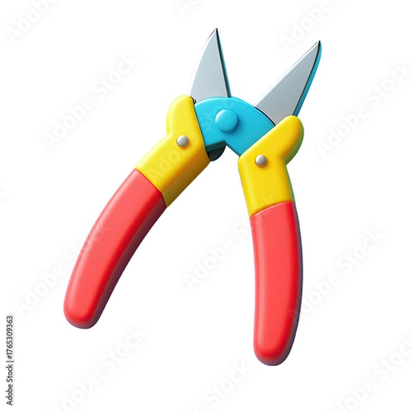 Fototapeta Colorful Garden Shears with Red Yellow and Blue Accents.