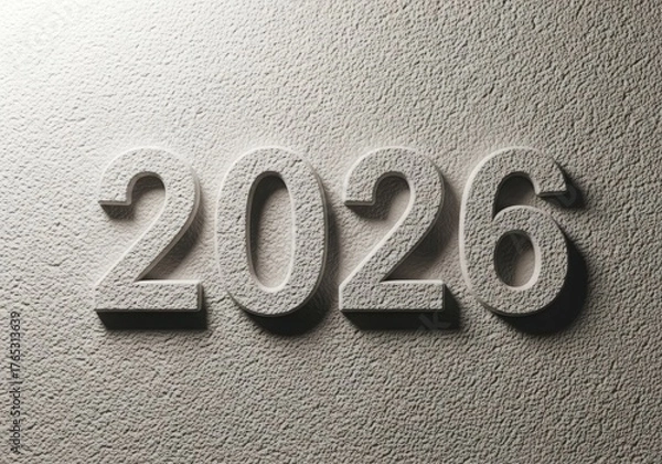Fototapeta Textured 3d numbers representing the year 2026