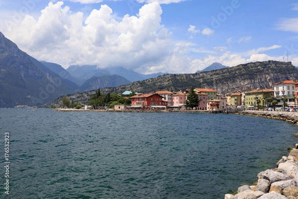 Fototapeta View of Lake Garda in Italy a beautiful summer day.