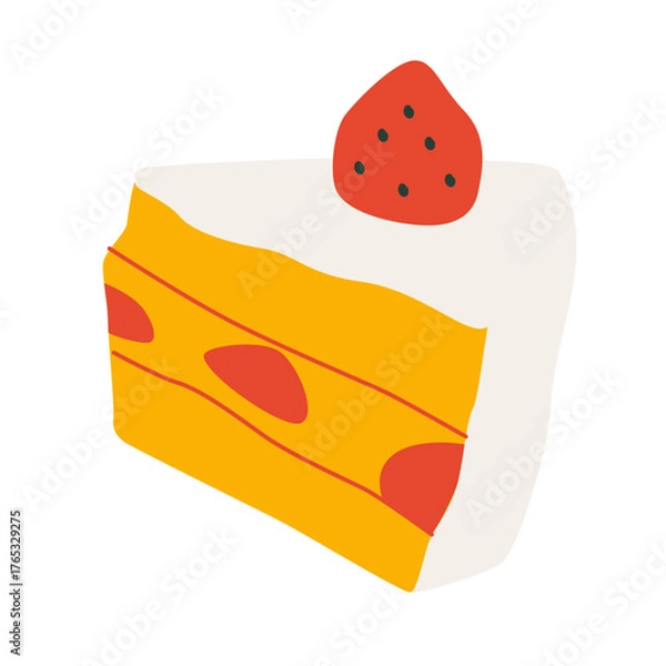 Obraz Cartoon Slice of Strawberry Cake