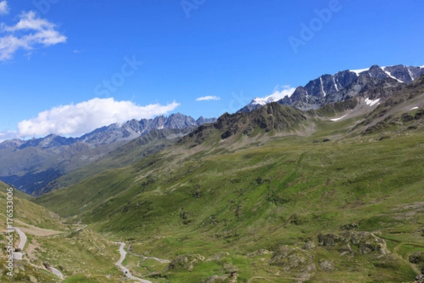 Obraz The great St. Bernhard Pass on the border between Switzerland and Italy.